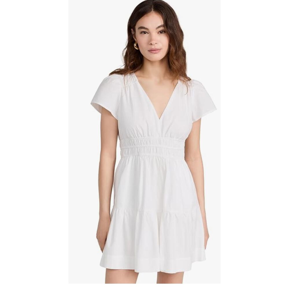 Marea by liz joy white Flutter mini Dress short sleeve 100% cotton  extra small